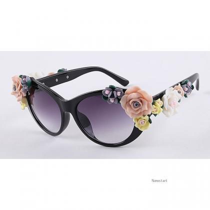 Fashion Women Ceramic Flowers Sunglasses Tourism..