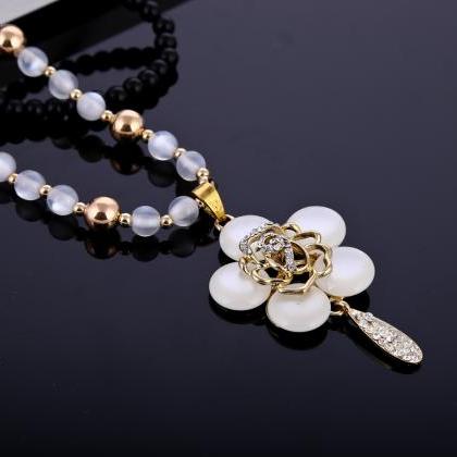 women chain flower style necklace,f..