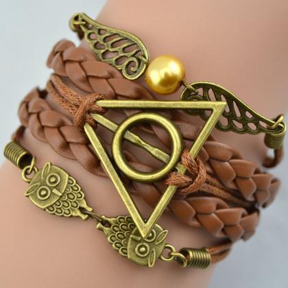 Handmade Diy Owls Bracelet Angle Wings With Brown..