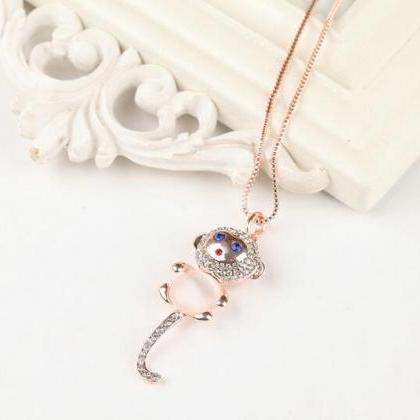Baby Monkey Animal Crystal Necklace