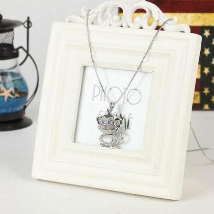 Cute Monkey Crystal Necklace With Long Gold Chain