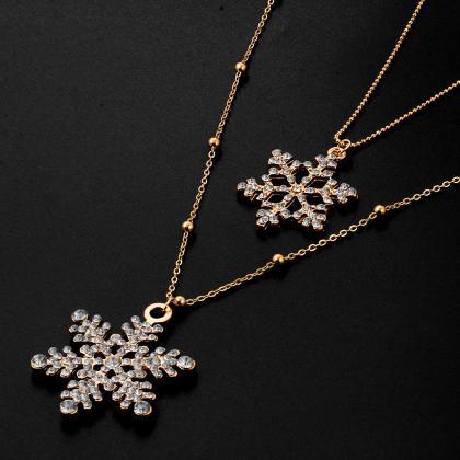 Women Fashion Necklace Diy Personalized Necklace Gold Snowflake Style ...