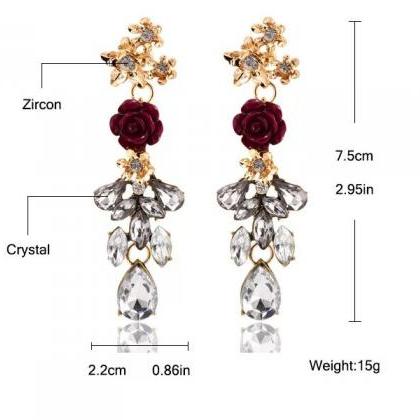 Fashion Women Earrings, Rose Decoration With..