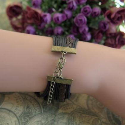 Women Leahter Bracelet Handmade Diy Leather Cute..