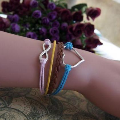 Women Leahter Bracelet Handmade Diy Leather Cute..