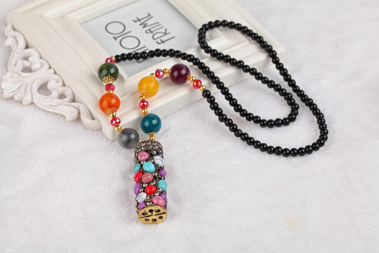 Handmade Agate Pendants Ethnic Stone Beads Original Long Necklaces For Women Trendy Party Jewelry Accessories Gift 298