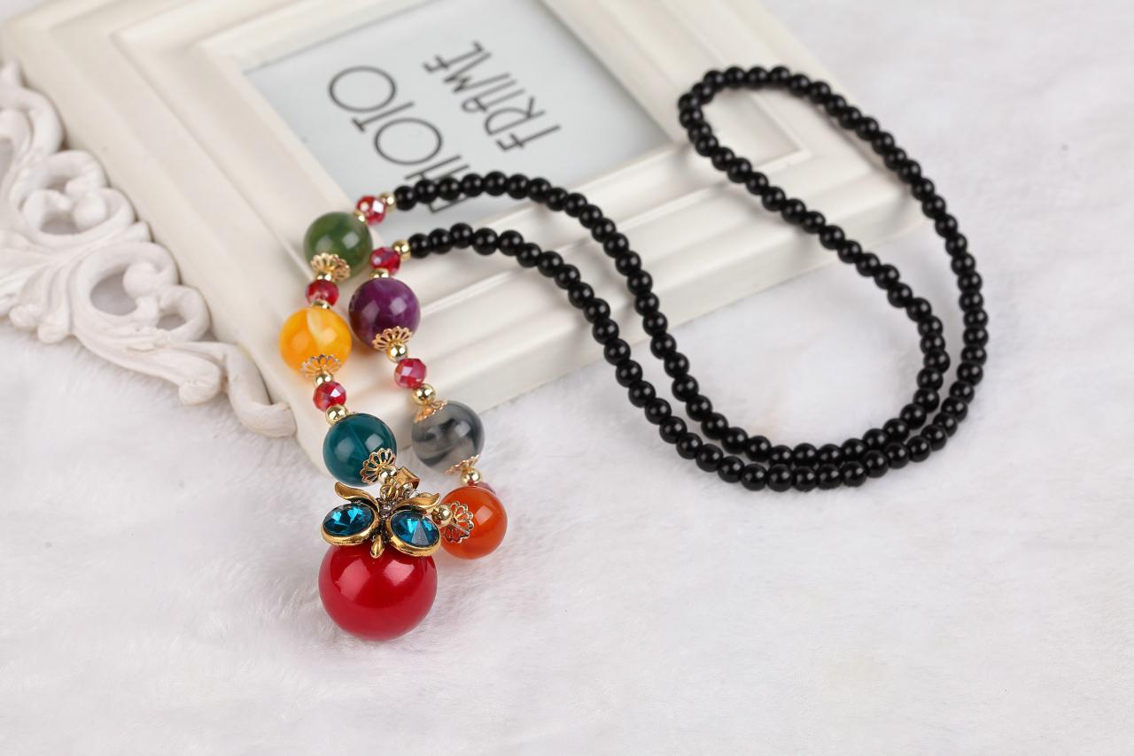 Handmade Agate Pendants Ethnic Stone Beads Original Long Necklaces For Women Trendy Party Jewelry Accessories Gift 302
