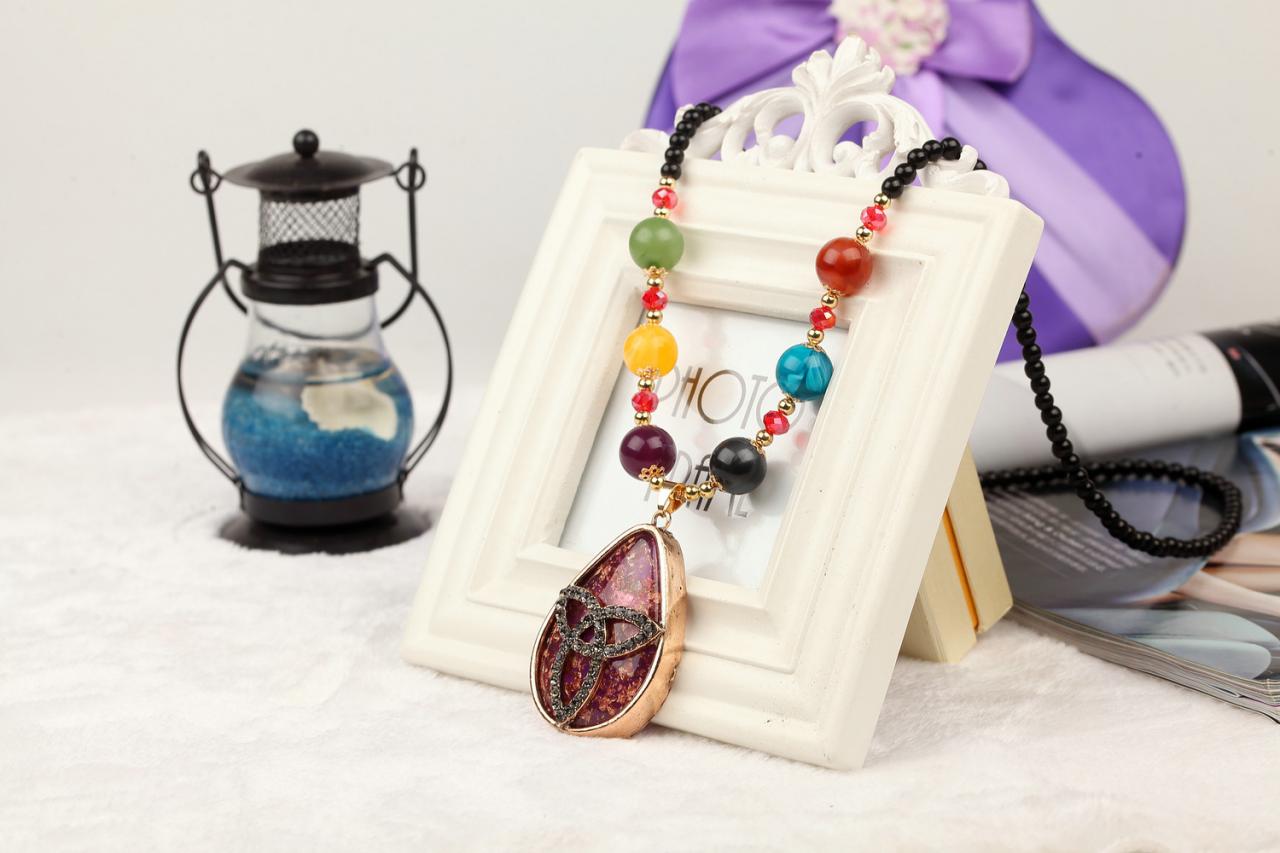 Handmade Agate Pendants Ethnic Stone Beads Original Long Necklaces For Women Trendy Party Jewelry Accessories Gift 316