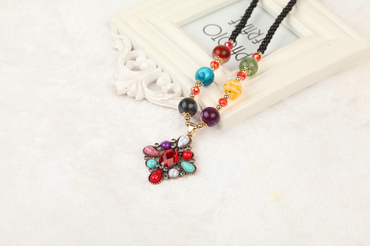 Handmade Agate Pendants Ethnic Stone Beads Original Long Necklaces For Women Trendy Party Jewelry Accessories Gift 317