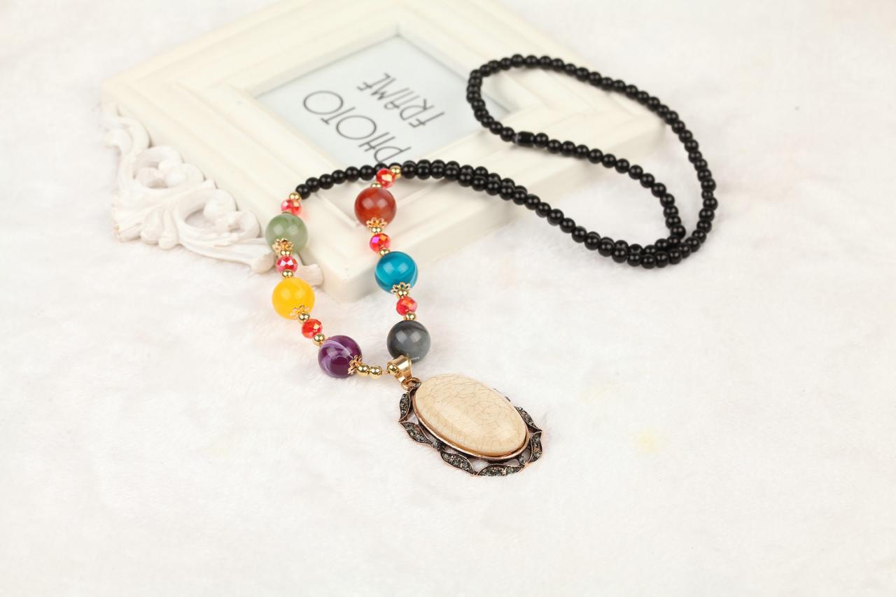 Handmade Agate Pendants Ethnic Stone Beads Original Long Necklaces For Women Trendy Party Jewelry Accessories Gift 320