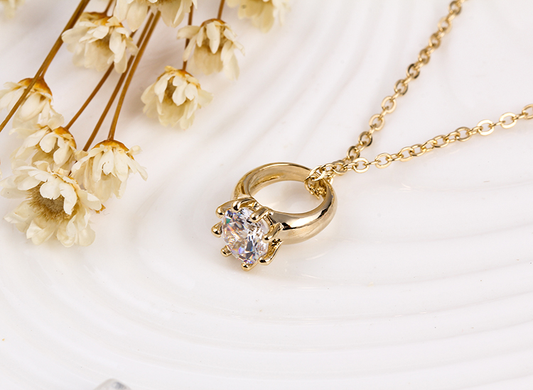 Women Fashion Gold Diamond Ring Necklace 32037