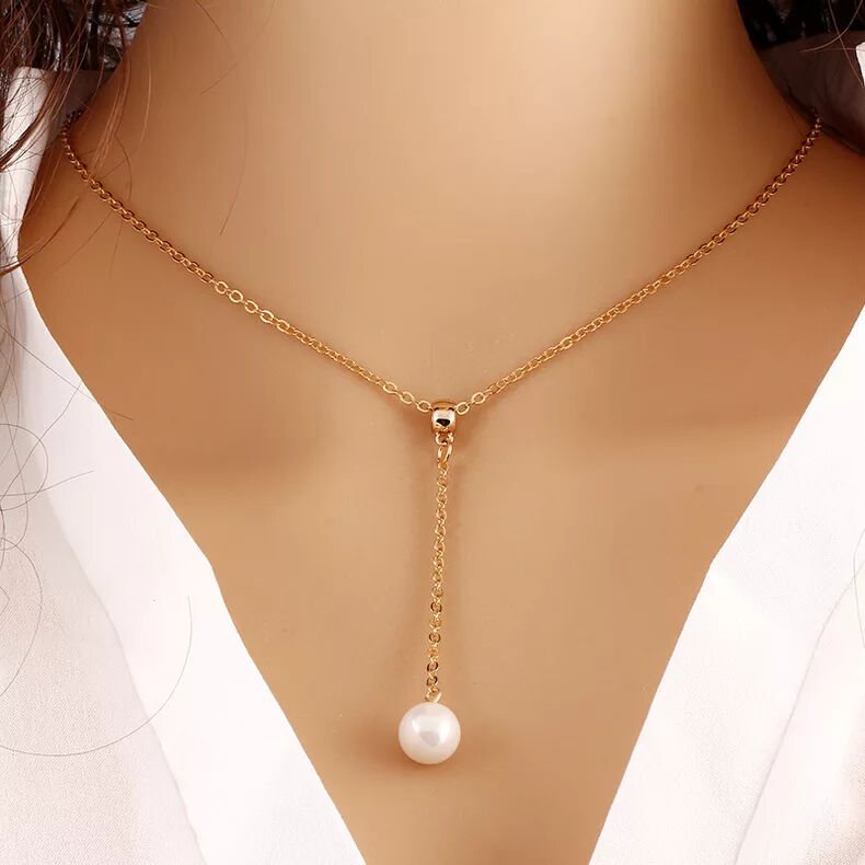 Women Fashion Necklace Fashion Gold Plated Fatima Hand Chain Bar Necklace Beads And Long Strip Pendant Necklaces Jewelry