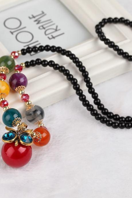 Handmade Agate Pendants Ethnic Stone Beads Original Long Necklaces For Women Trendy Party Jewelry Accessories Gift 302