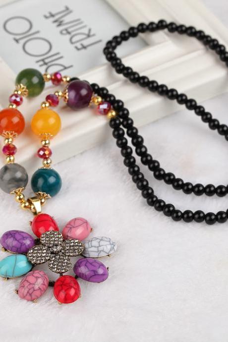  handmade agate pendants ethnic stone beads original long necklaces for women trendy party jewelry accessories gift 303