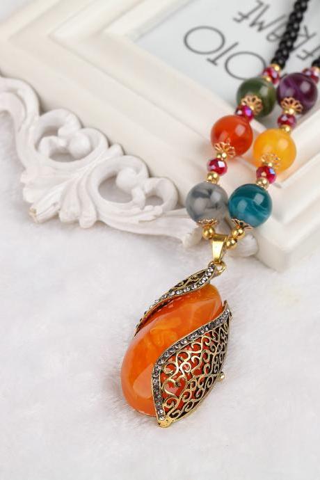  handmade agate pendants ethnic stone beads original long necklaces for women trendy party jewelry accessories gift 305