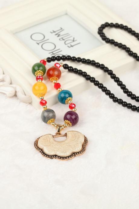 Handmade Agate Pendants Ethnic Stone Beads Original Long Necklaces For Women Trendy Party Jewelry Accessories Gift 322