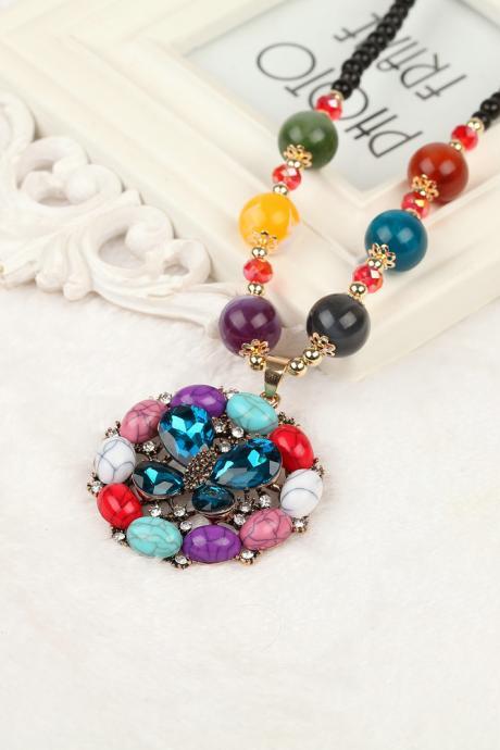 Handmade Agate Pendants Ethnic Stone Beads Original Long Necklaces For Women Trendy Party Jewelry Accessories Gift 323