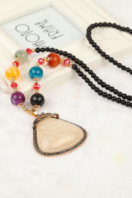  handmade agate pendants ethnic stone beads original long necklaces for women trendy party jewelry accessories gift 324