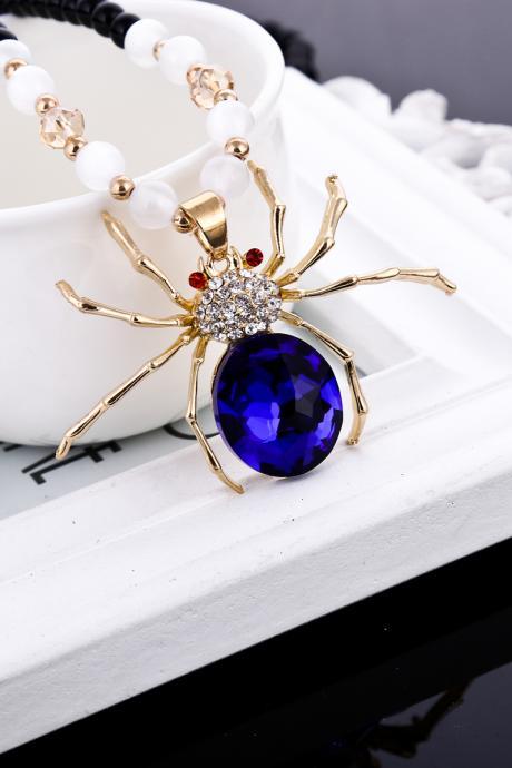 Spider Necklace With Blue Gemstone