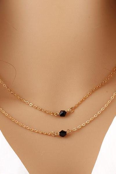 Clavicle chain necklace double layer short necklace bucket chain necklace 32B23