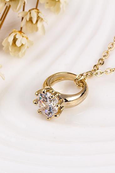 women fashion gold diamond ring necklace 32037