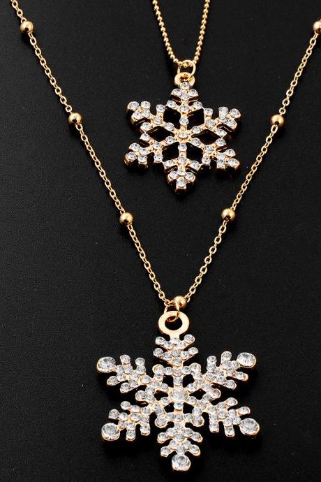 Women Fashion Necklace Diy Personalized Necklace Gold Snowflake Style 32l26