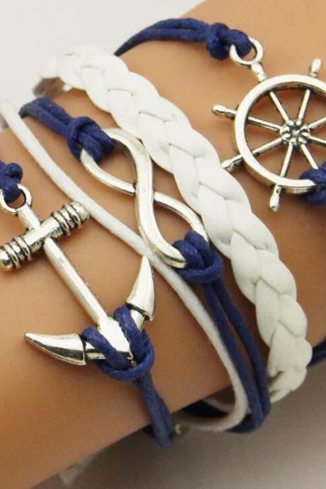 women leahter bracelet DIY handmade charm bracelet wrap braid bracelet