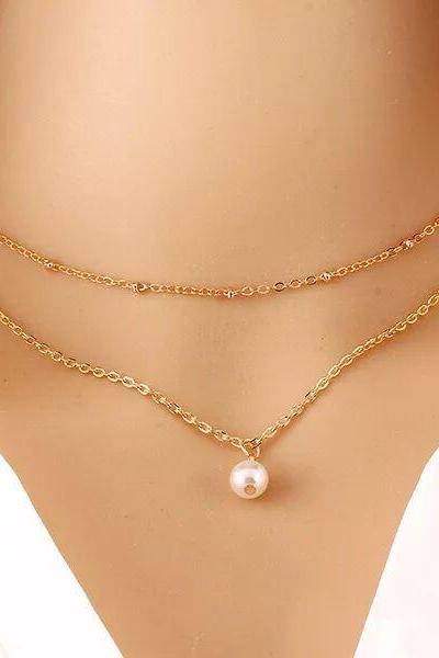 Women fashion necklace New Hot Fashion Gold Plated Fatima Hand 3 Layer Chain Bar Necklace Beads and Long Strip Pendant Necklaces Jewelry 32B32