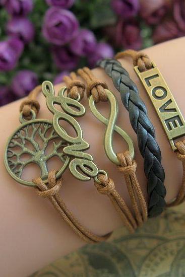 Women Leahter Bracelet Handmade DIY Leather Cute Charm Bracelet Jewelry