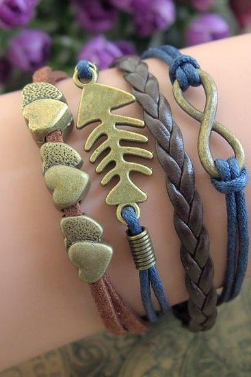Women Leahter Bracelet Handmade DIY Leather Cute Charm Bracelet Jewelry
