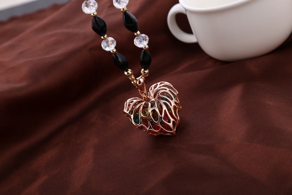 Hollow Out Heart Shape Necklace Women Long Chain Necklace Gold 123 on ...